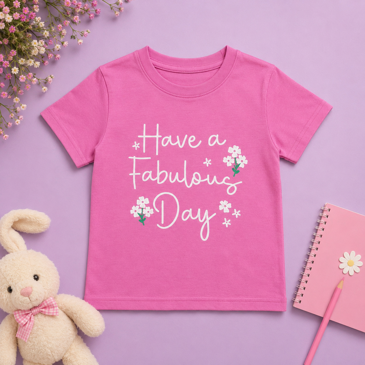Girls Pink “Have a Fabulous Day” Graphic T-Shirt