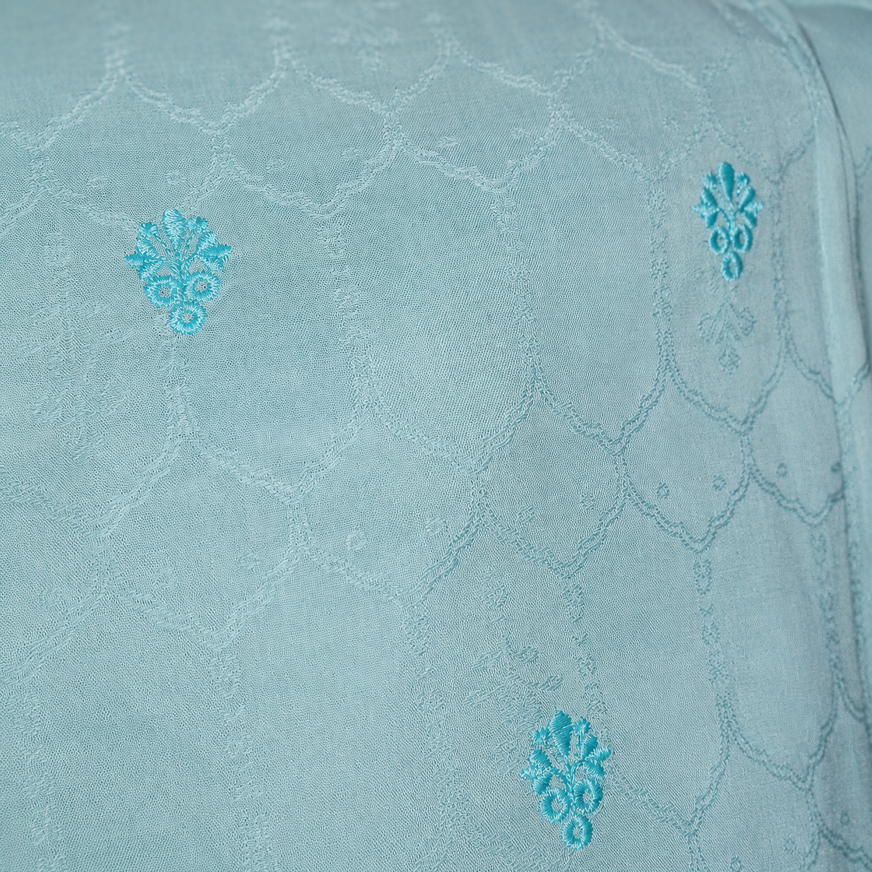 Girls' Embroidered Kurta & Trouser Set | Aqua Blue