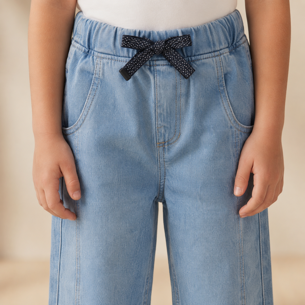 Light Blue Wide-Leg Denim Jeans for Girls