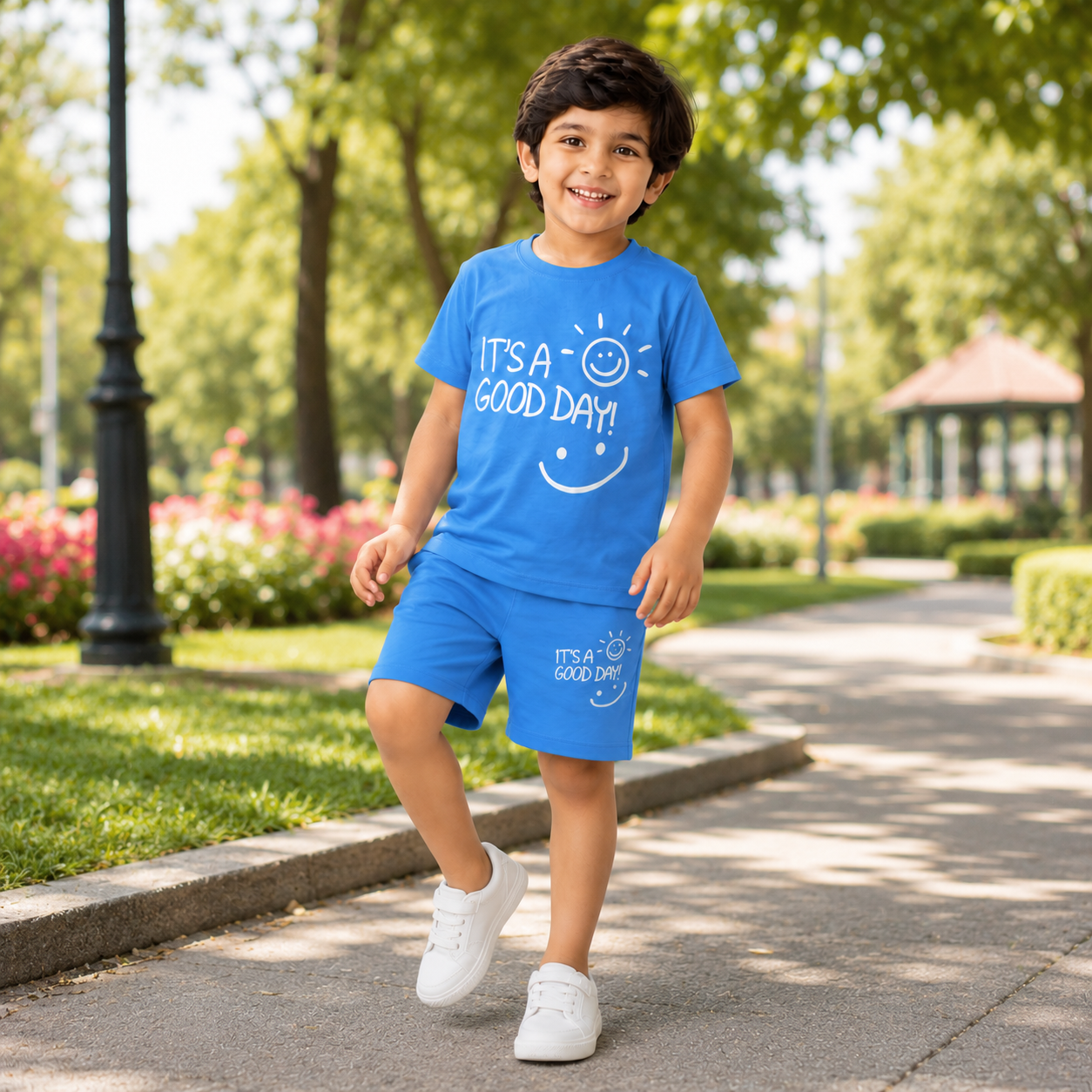 "It's A Good Day" Boys Tee & short Set – Sky Blue