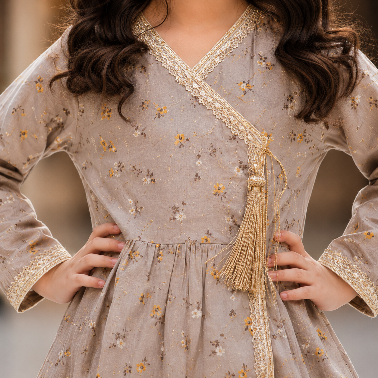 🌸 Pastel Brown Angrakha Set