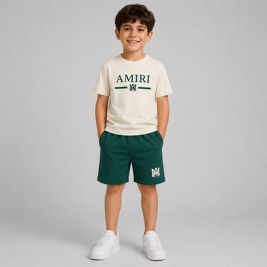 Boys' Graphic T-Shirt & Shorts Set | Cream & Green