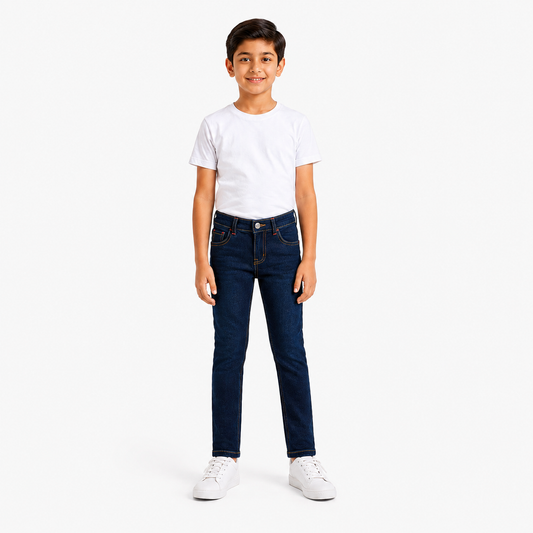 Dark Blue Slim Fit Denim Jeans for Boys