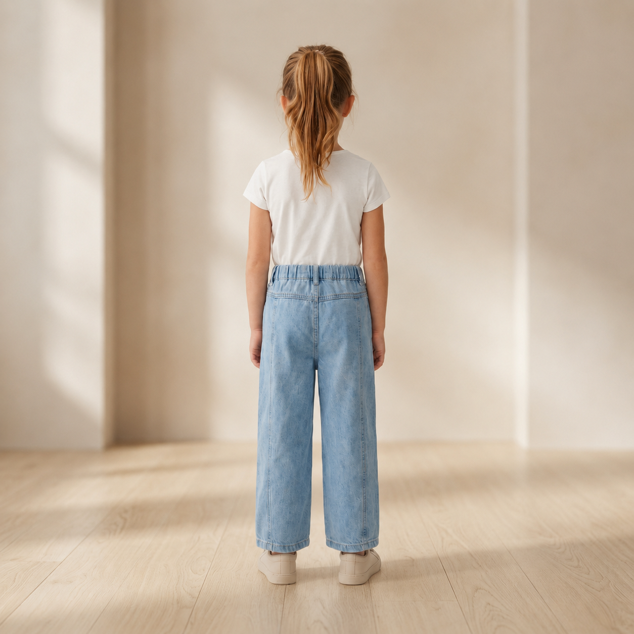 Light Blue Wide-Leg Denim Jeans for Girls