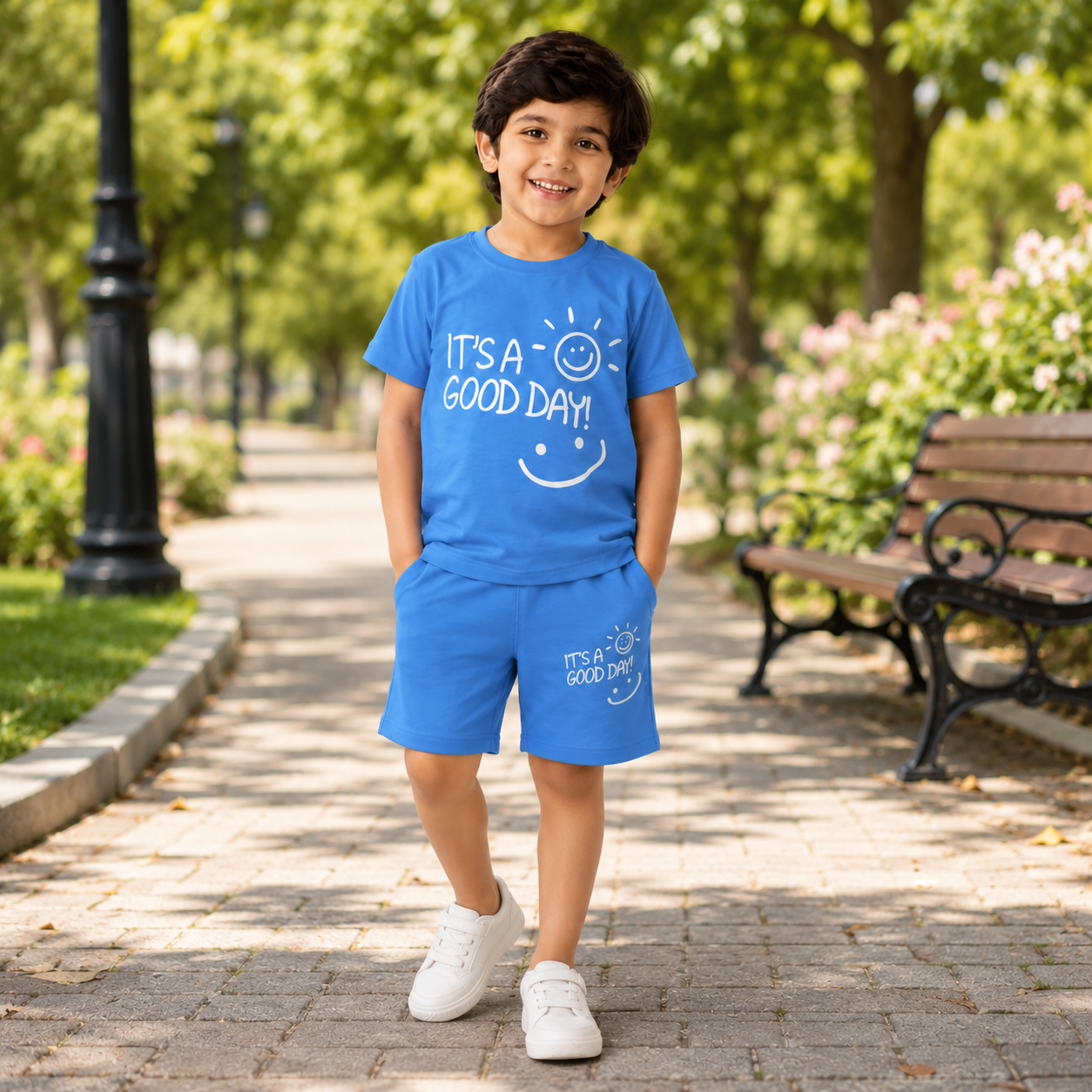 "It's A Good Day" Boys Tee & short Set – Sky Blue
