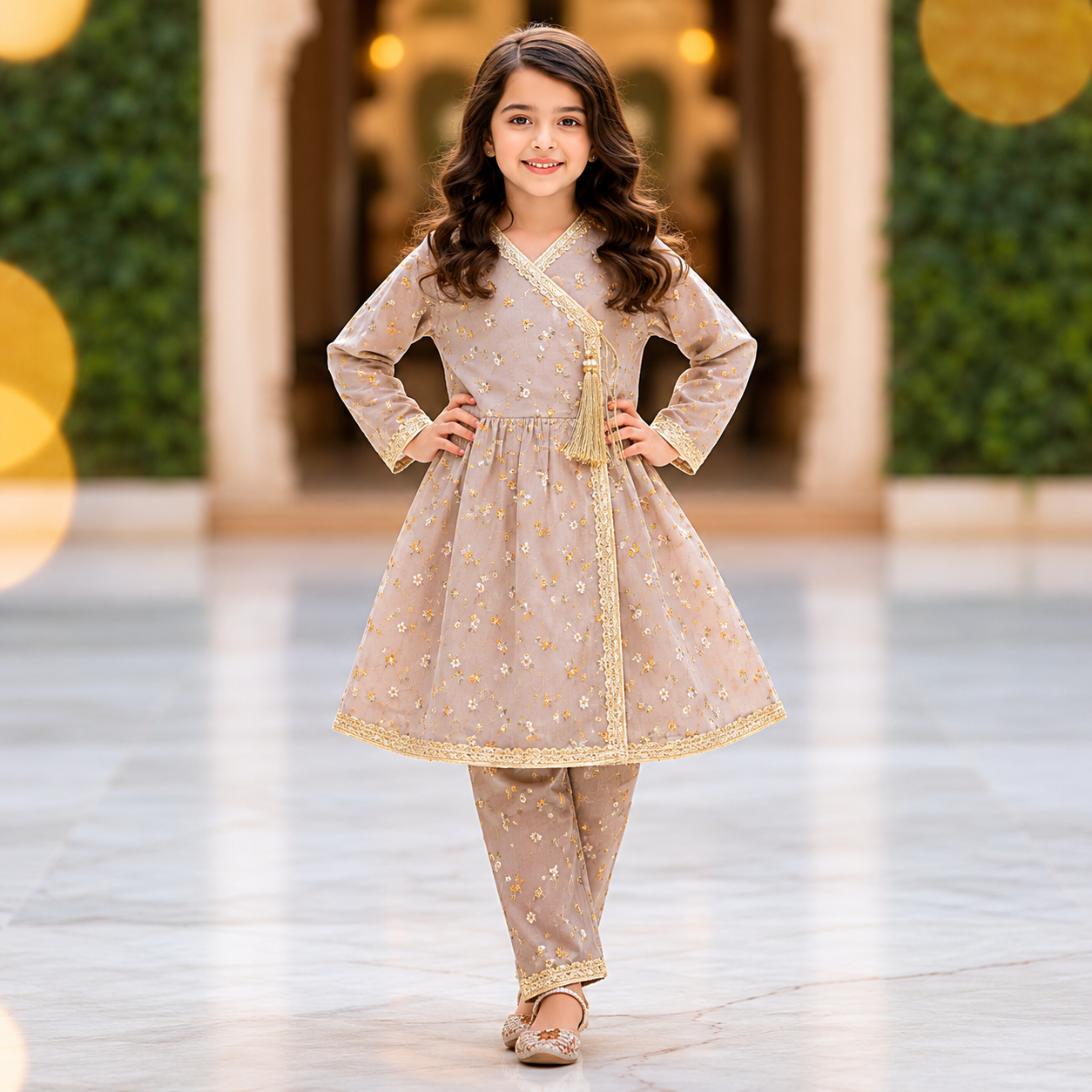 🌸 Pastel Brown Angrakha Set