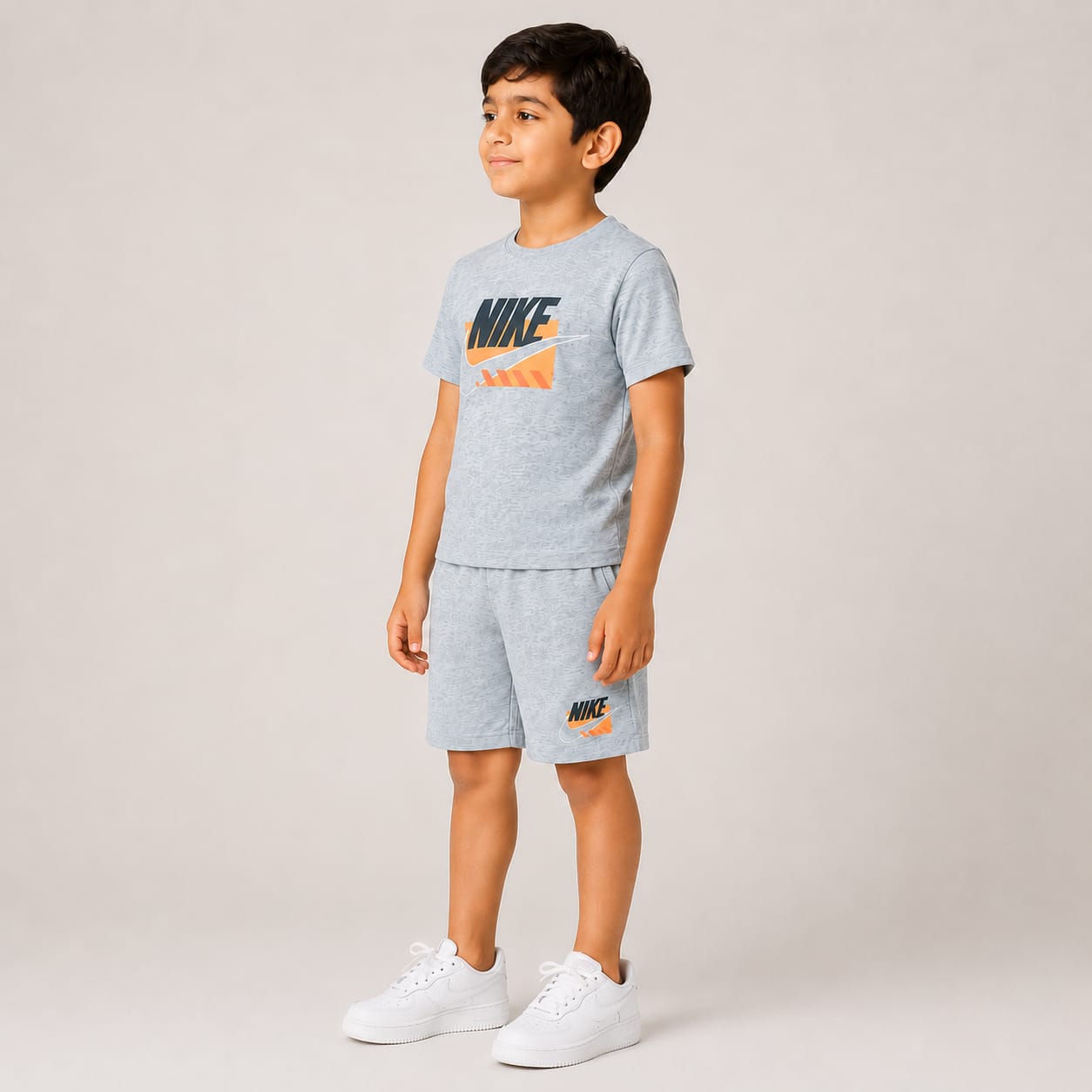 Kids Grey Nike Printed Summer Co-Ord Set
