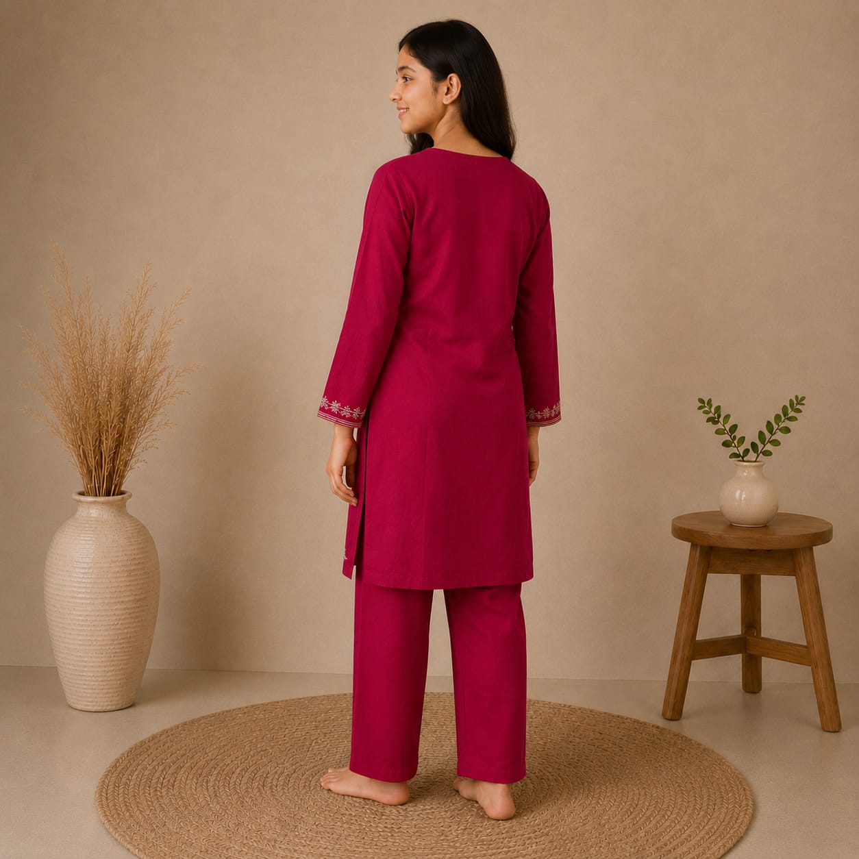 Elegant Maroon Embroidered Kurta Salwar Set