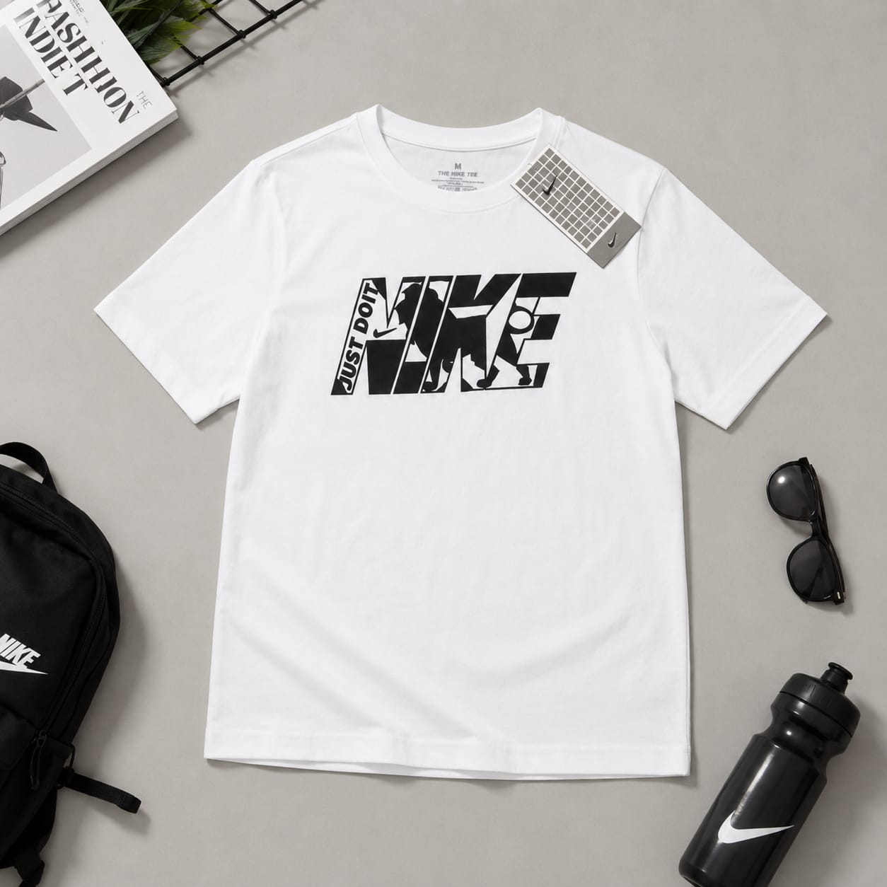 Nike Premium White Graphic Cotton T-Shirt