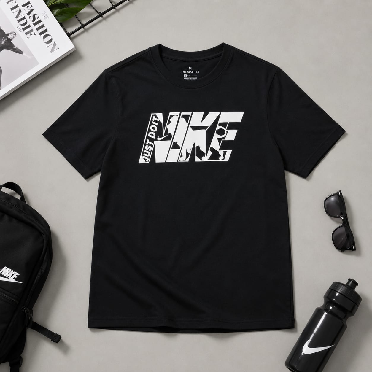 Nike Premium Black Graphic Cotton T-Shirt
