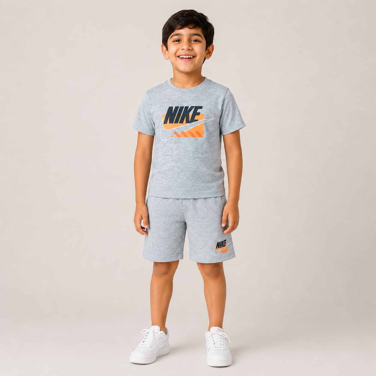 Kids Grey Nike Printed Summer Co-Ord Set